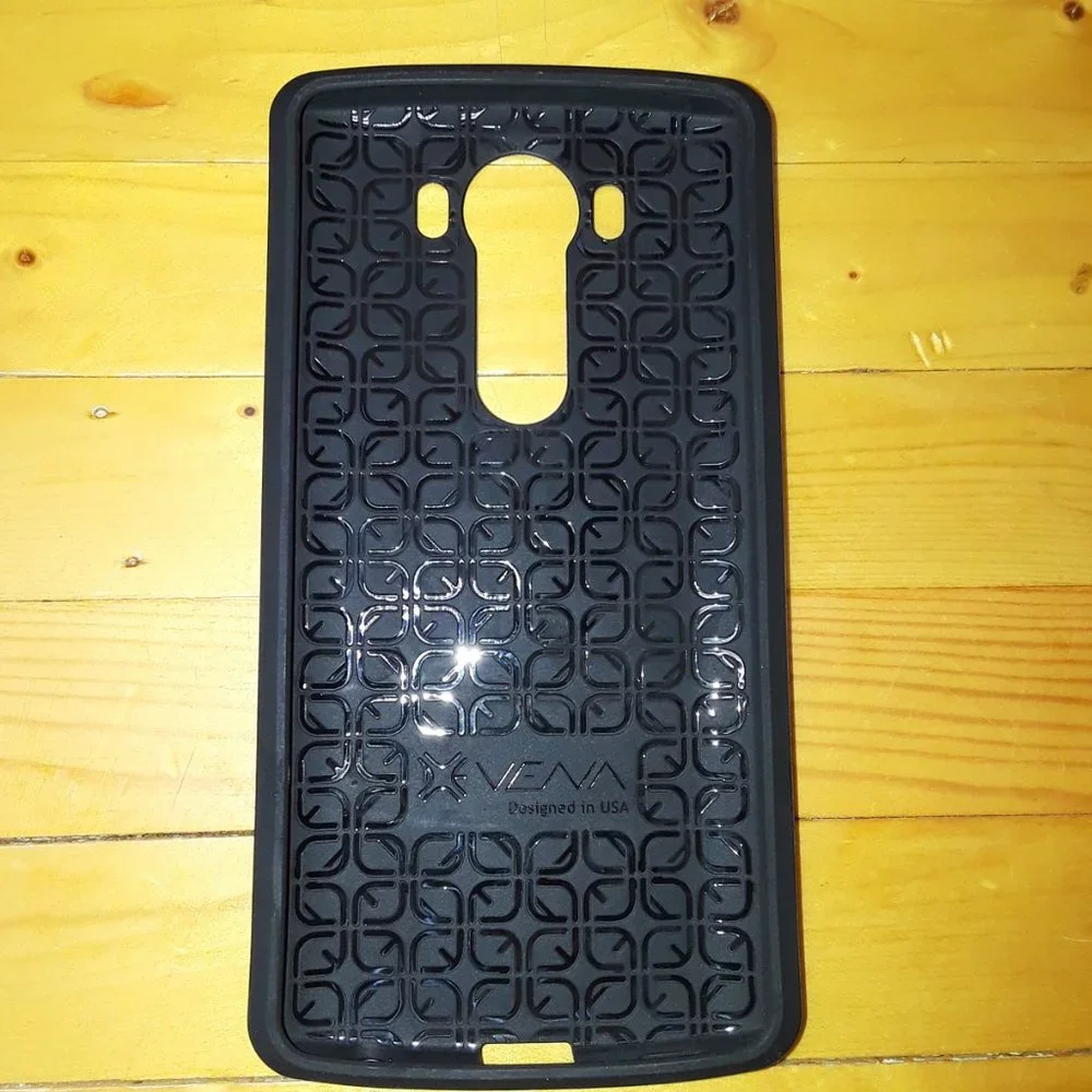 Black Matte Wavy LG v10 Grip Hybrid Dual Layer Phone Case